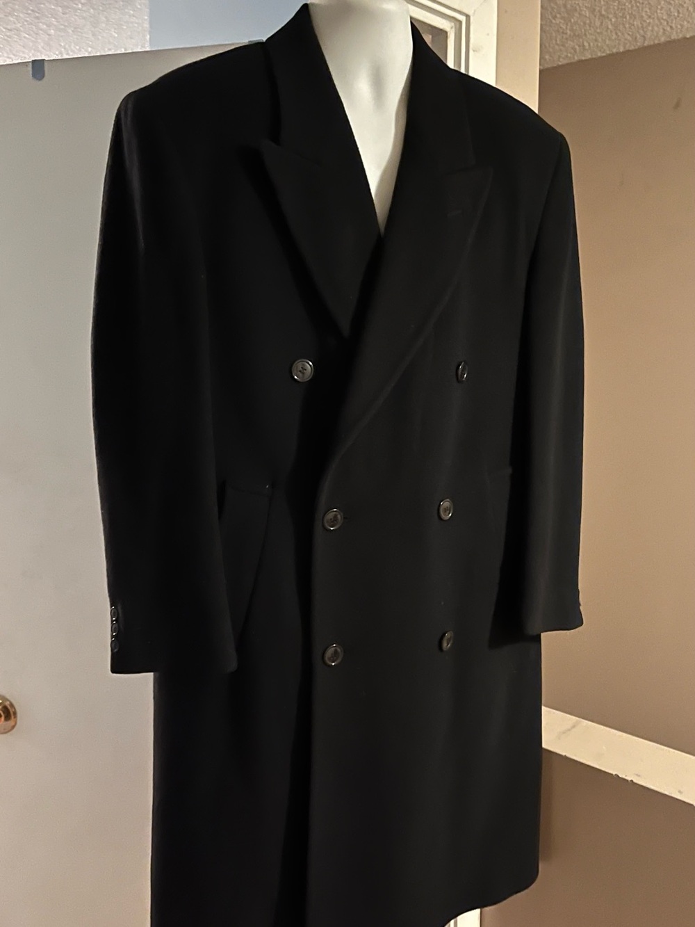 Oscar de la Renta Black Double-Breasted Pea Coat - Picture 6 of 8
